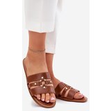Boto Flat Ladies Sandals With Golden Detail Camel Noroti | ePonuda.com