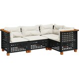  The Living Store Vrtna sedežna garnitura 4-delna z blazinami črna poli ratan - Vrtna Sedežna Garniture, (21455376) | Shoptok.si