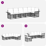  Set vanjskih sofa s jastukom 6 pcs Crna i tamno siva Poliester | shoptok.hr