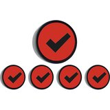 SMIT VISUAL Okrogel magnet CHECK, Ø 35 mm, DE 10 kosov, rdeče barve | Shoptok.si
