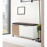 MID.YOU Garderobna Klop Loft, Bela, Barva Hrasta, Vklj. Blazina | Shoptok.si