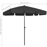vidaXL Senčnik za na plažo črn 200x125 cm, (20609463) | Shoptok.si