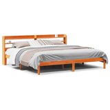 Maison Chic Posteljni okvir - Dvoposteljna postelja - Zakonska postelja z vzglavjem voščeno rjava 180x200 cm borovina, (21693736) Cene