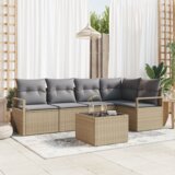 vidaXL 6-delni vrtni kavč set s blazinami črn poli ratan | Shoptok.si
