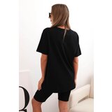 Kesi Włoski Women's cotton set with short sleeves and shorts black | shoptok.hr