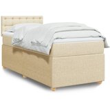 vidaXL Box spring postelja z vzmetnico krem 90x200 cm blago | Shoptok.si