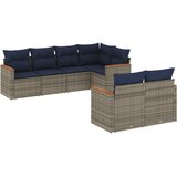 vidaXL 7-delni vrtni komplet sedežnih garnitur z blazinami siv poli ratan, (5000293184) | Shoptok.si