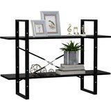 Ormarić za knjige 2 razine crni 100x30x70 cm konstruirano drvo | shoptok.hr