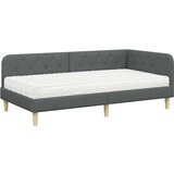 vidaXL Kotna postelja z vzmetnico Temno siva 90 x 190 cm blago | Shoptok.si