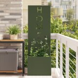 vidaXL Vrtno korito z dekorativno ploščo Olivno zelena 50 x 140 cm | Shoptok.si