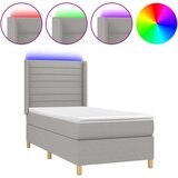 Krevet box spring s madracem LED svjetlosivi 80x200 cm tkanina | shoptok.hr