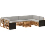 vidaXL Zunanja garnitura za sedenje 11 pcs Naravna in svetlo siva, (5000281678) | Shoptok.si