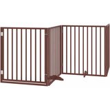 vidaXL Pasja vrata z vrati, zložljiva, 4 panela, rjava, 320 cm, topolov les, (5000157497) | Shoptok.si