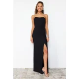 Trendyol Black Body-fitting Woven Long Evening Evening Dress