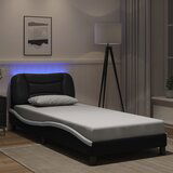 Maison Chic Posteljni okvir - Enojna postelja - Postelja za odrasle z LED lučkami črn in bel 90x200 cm umetno usnje, (21695712) | Shoptok.si