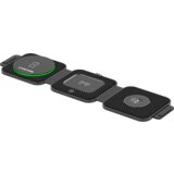 Canyon WS-305, Foldable 3in1 Wireless charger with case, touch button for Running water light, Input 9V/2A, 12V/1.5AOutput 15W/10W/7.5W/5W, Type c to USB-A cable length 1.2m, with charger QC 18W EU plug, Fold size: 97.8*72.4*25.2mm. Unfold size: 272*72.3*10mm, 0.196Kg, black. | Eponuda.ba