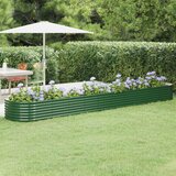 vidaXL Vrtna sadilica od čelika obloženog prahom 440x80x36 cm zelena | shoptok.hr