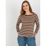 Fashion Hunters Brown-and-white cotton blouse BASIC FEEL GOOD Cene
