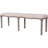 vidaXL Klop iz platna in trdnega lesa 150x40x48 cm kremno bela Cene