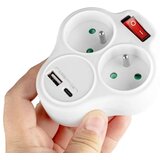  Produžni razvodnik sa prekidačem, 2 utičnice + USB-C + USB-A | Eponuda.com