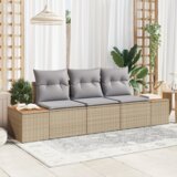 vidaXL 3-delni vrtni kavč s blazinami bež poly rattan akacija | Shoptok.si