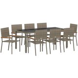 9 9-delni set vrtnh jedilnice iz sivega poli ratan materiala | Shoptok.si