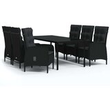  7-dijelni vrtni blagovaonski set s jastucima crni | shoptok.hr