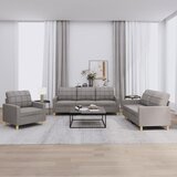  3-dijelni set sofa s jastucima smeđesivi od tkanine Tupe Cene