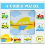 Puzzle s kockami, 4 kosi - Vozila