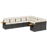 Maison Chic Seti vrtnega pohištva - Vrtna garnitura - Vrtni pohištvo set 9-delna z blazinami črn poli ratan, (21798071) | Shoptok.si