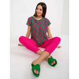 Fashion Hunters SUBLEVEL blouse with round neckline with green print Cene