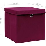  Kutije za pohranu s poklopcima 10 kom 28x28x28 cm tamnocrvene | shoptok.hr