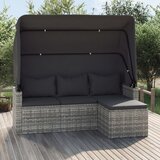 Maison Chic Vrtni kavč - Zunanji kavč trosed s streho in stolčkom za noge siv poli ratan, (22040843) | Shoptok.si
