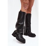 Boto Insulated boots with folded shaft and buckle black Fiorae Cene