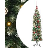 vidaXL Umetno vitko božično drevo med 150 LED Zelena in bela 120 cm | Shoptok.si