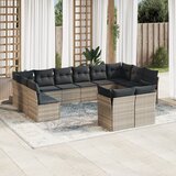 vidaXL 12-dijelni set vrtnih sofa poliratan s jastucima svijetlosivi Cijene