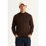 ALTINYILDIZ CLASSICS Men's Brown Standard Fit Regular Cut Half Turtleneck Cotton Knitwear Sweater Cene