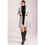 armonika Women's Gray Tie Long Cachet Coat