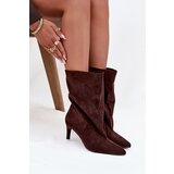 Boto Slip-on Women's Ankle Boots with Heel Chocolate Solvienne | Shoptok.si