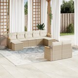 Maison Chic Seti vrtnega pohištva - Vrtna garnitura 9-delna z blazinami bež poli ratan, (21797049) | Shoptok.si