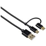 Hama 2u1 Micro USB kabl sa USB-C adapterom, pozlata, 1m Cene