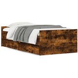 Maison Chic Posteljni okvir - Enojna postelja - Postelja za odrasle s predali dimljen hrast 90x190 cm, (21694561) | Shoptok.si