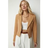 Happiness İstanbul Women's Biscuit Double Breasted Collar Blazer Jacket