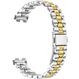 INF združljiv z huawei band 8/9/10: eleganten jeklen biserni zapestnica silver+gold, (5000116428) | Shoptok.si