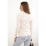 Kesi Włoski Women's viscose sweater with a turtleneck and long sleeves beige | Shoptok.si