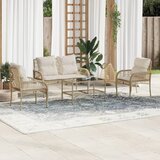  The Living Store Vrtna sedežna garnitura 4-delna z blazinami bež poli ratan - Vrtna Sedežna Garniture, (21478284) | Shoptok.si