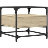 vidaXL Stolić sa staklenom površinom boja hrasta 50 x 50 x 45 cm čelik | shoptok.hr