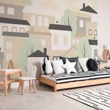  Foto tapeta - Yellow town - city suburb with trees and cats for children 100x70 Premium | shoptok.hr
