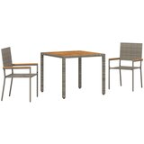 vidaXL 3-delni vrtni jedilni set siva poli ratan, zložljivi vrtni stoli z blazinami 2 kosa siva poli ratan | Shoptok.si