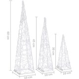  Set akrilnih ukrasnih LED stožaca hladno bijeli 30/45/60 cm | shoptok.hr